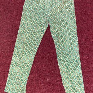 ELLEN TRACY Green and Yellow Pattern, Straight Leg